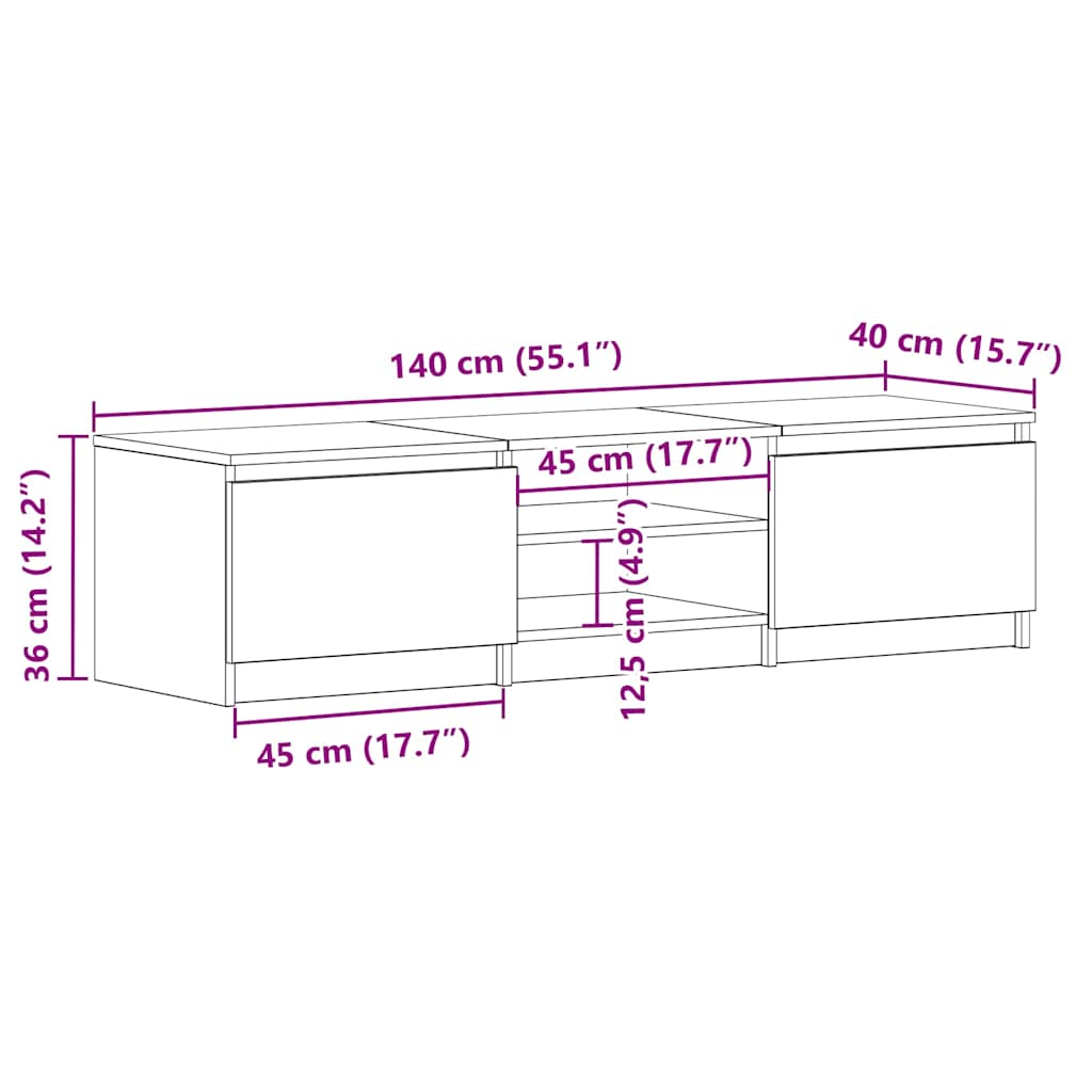 Tv Cabinet 140X40X36 Cm Engineered Wood