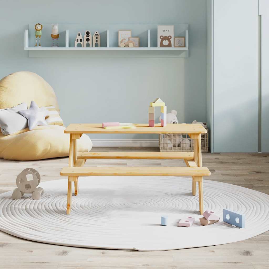 Tables Children's Table Benches Irun 90X79.5X50Cm Solid Wood natural white 90 cm