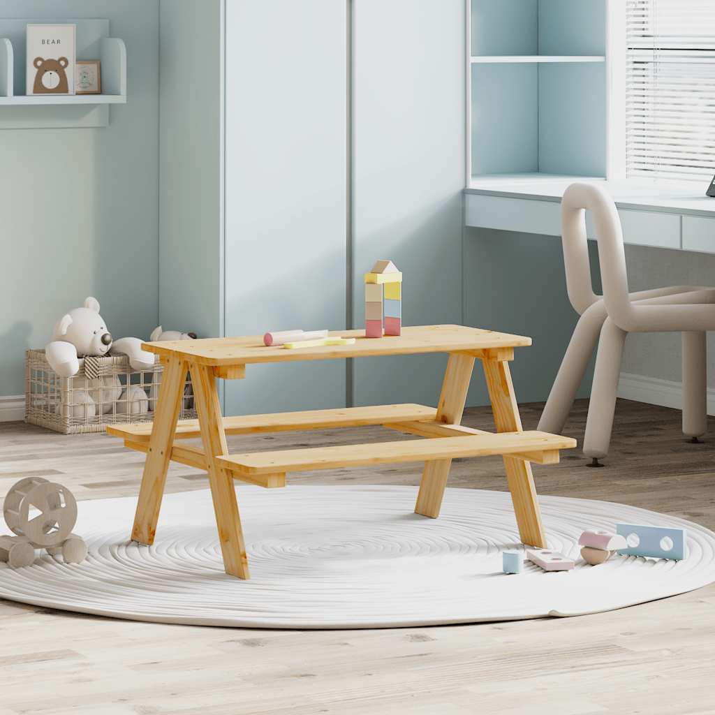 Tables Children's Table Benches Irun 90X79.5X50Cm Solid Wood natural white 90 cm