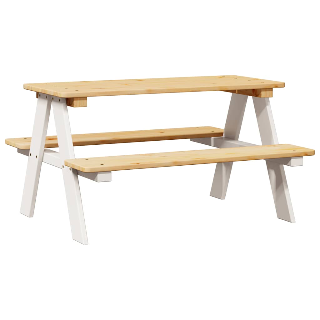 Tables Children's Table Benches Irun 90X79.5X50Cm Solid Wood natural white 90 cm