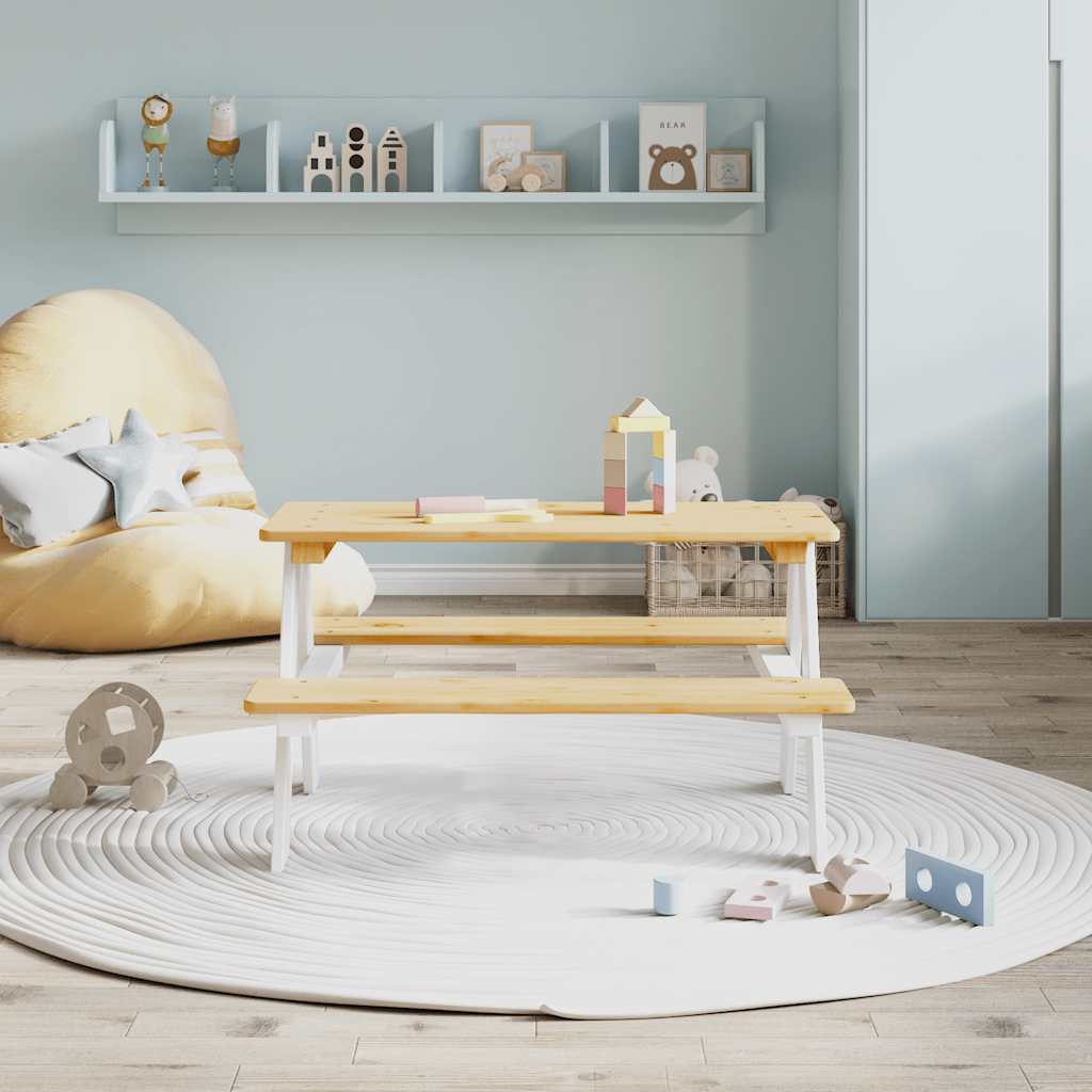 Tables Children's Table Benches Irun 90X79.5X50Cm Solid Wood natural white 90 cm
