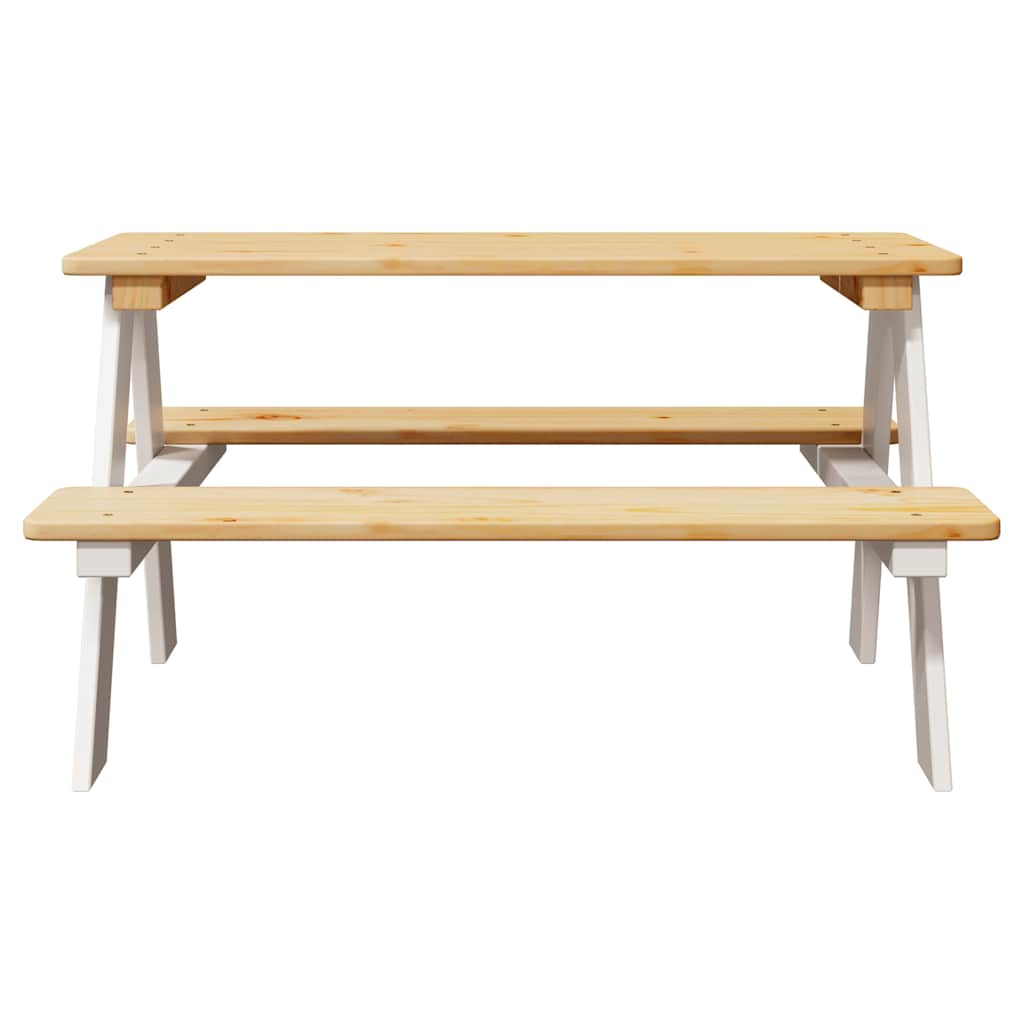 Tables Children's Table Benches Irun 90X79.5X50Cm Solid Wood natural white 90 cm