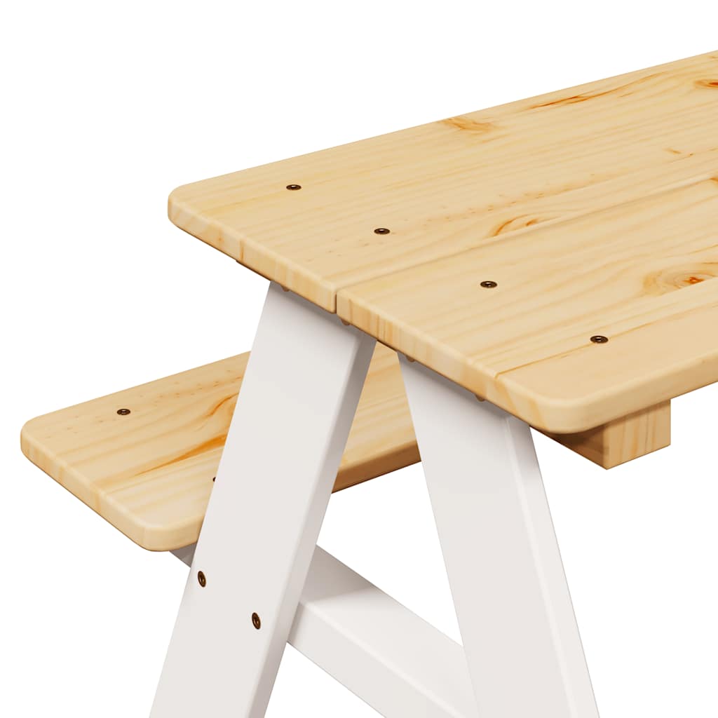 Tables Children's Table Benches Irun 90X79.5X50Cm Solid Wood natural white 90 cm
