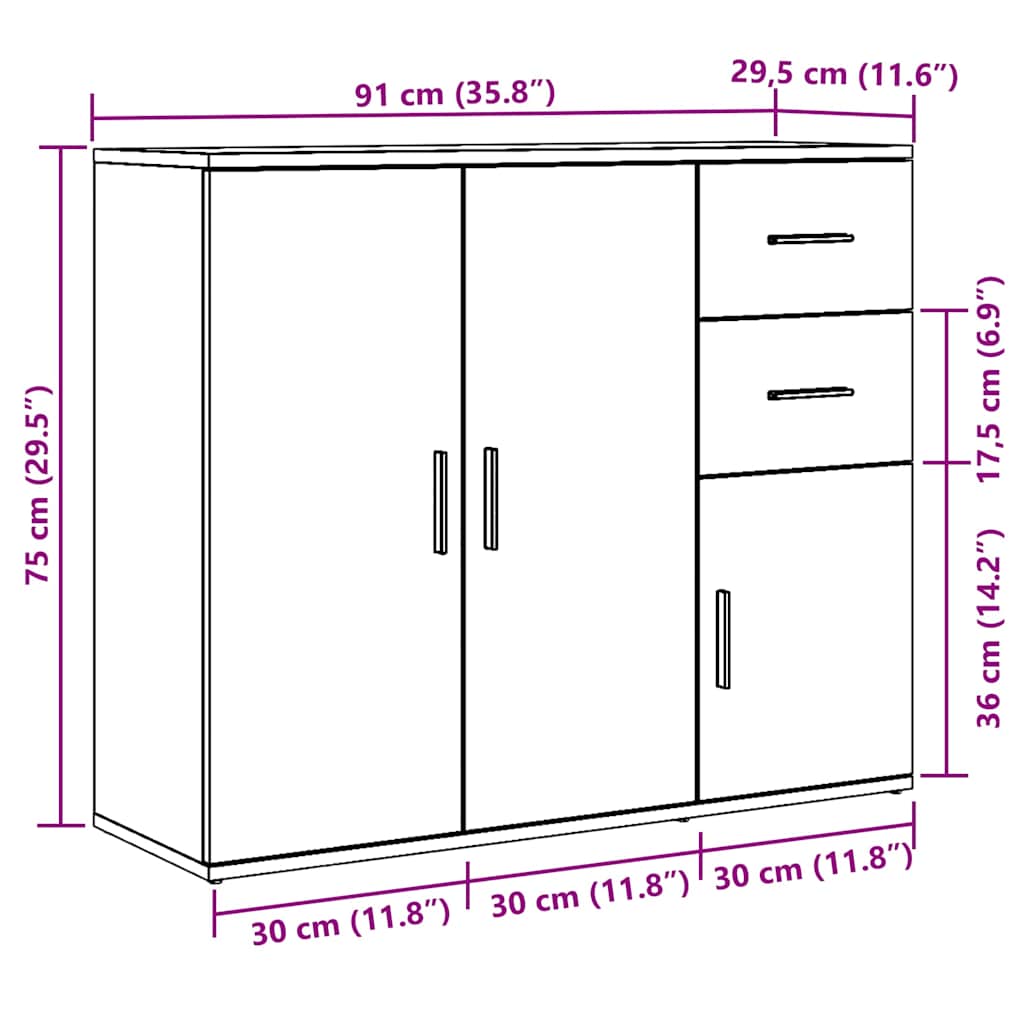 Sideboard 91X29.5X75 Cm Engineered Wood