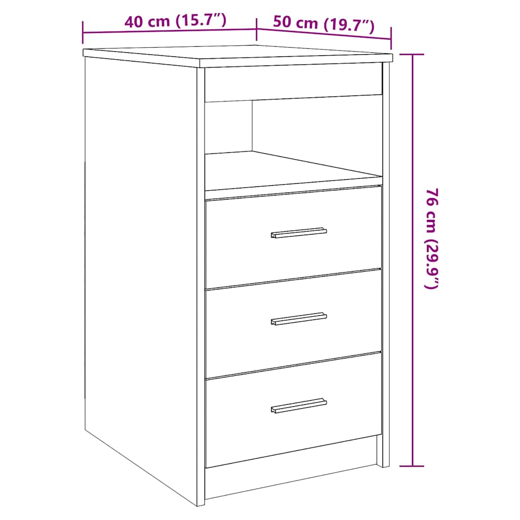Drawer Cabinet 40X50X76 Cm Engineered Wood