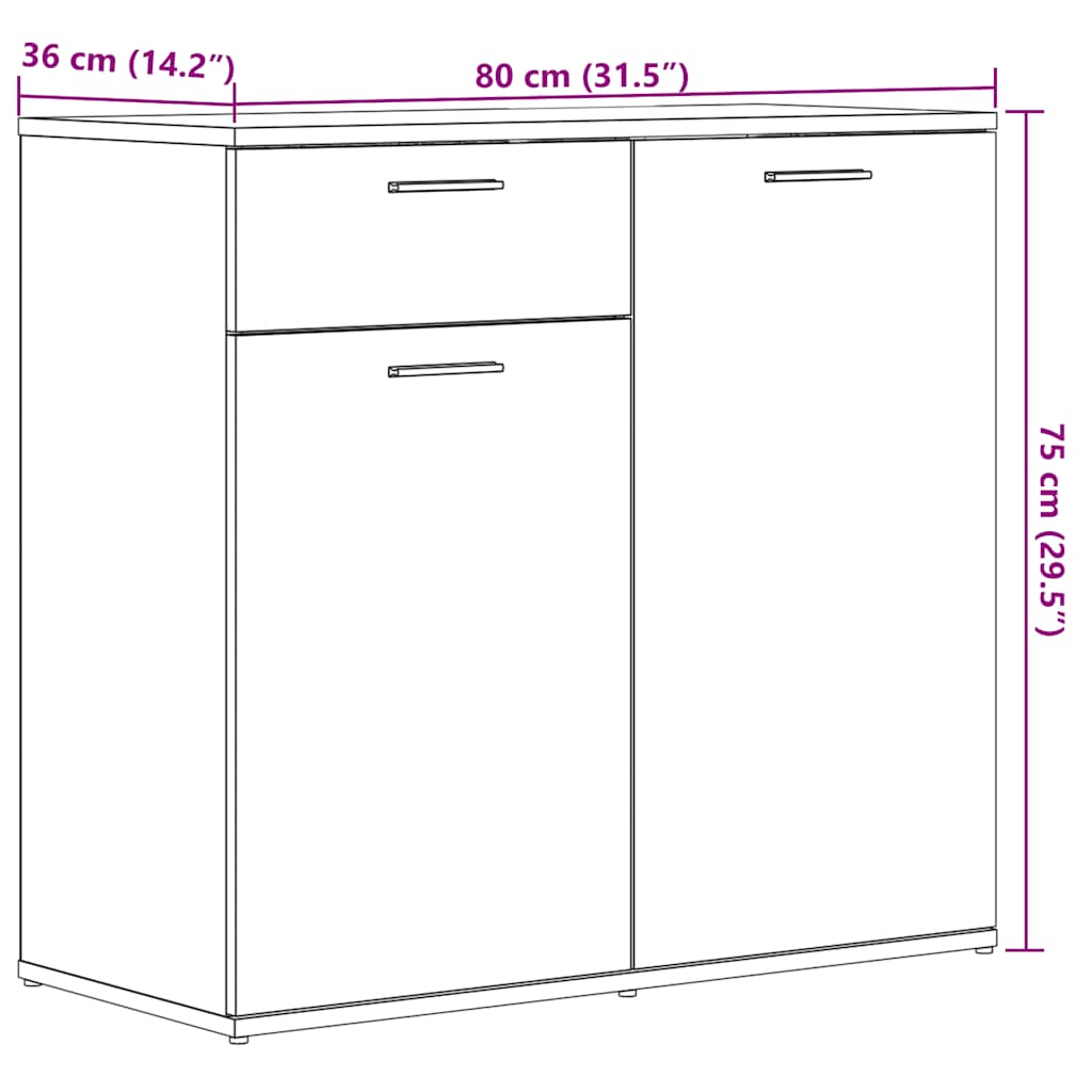 Sideboard 80X36X75 Cm Engineered Wood