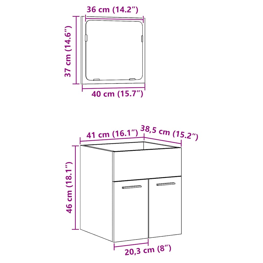 2 Piece Bathroom Furniture Set Engineered Wood