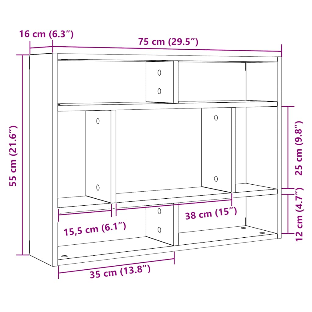 Wall Shelf 75X16X55 Cm Engineered Wood