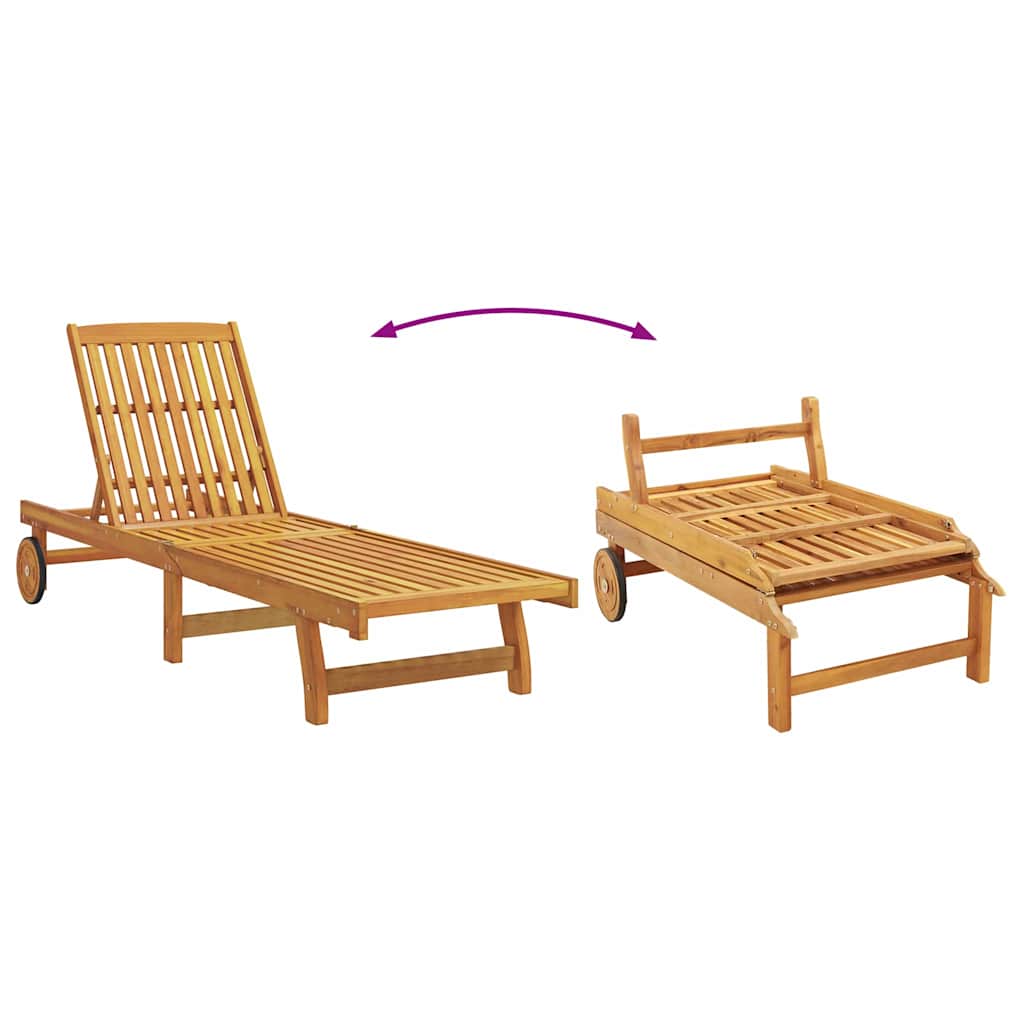 Reclining Brown 199 X 63 X 85 Cm Solid Acacia Wood