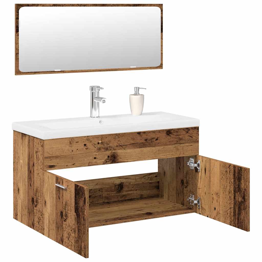 Bathroom Furniture Set 3 Pcs Engineered Wood