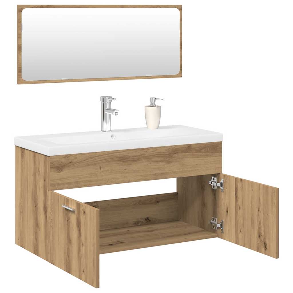 Bathroom Furniture Set 3 Pcs Engineered Wood