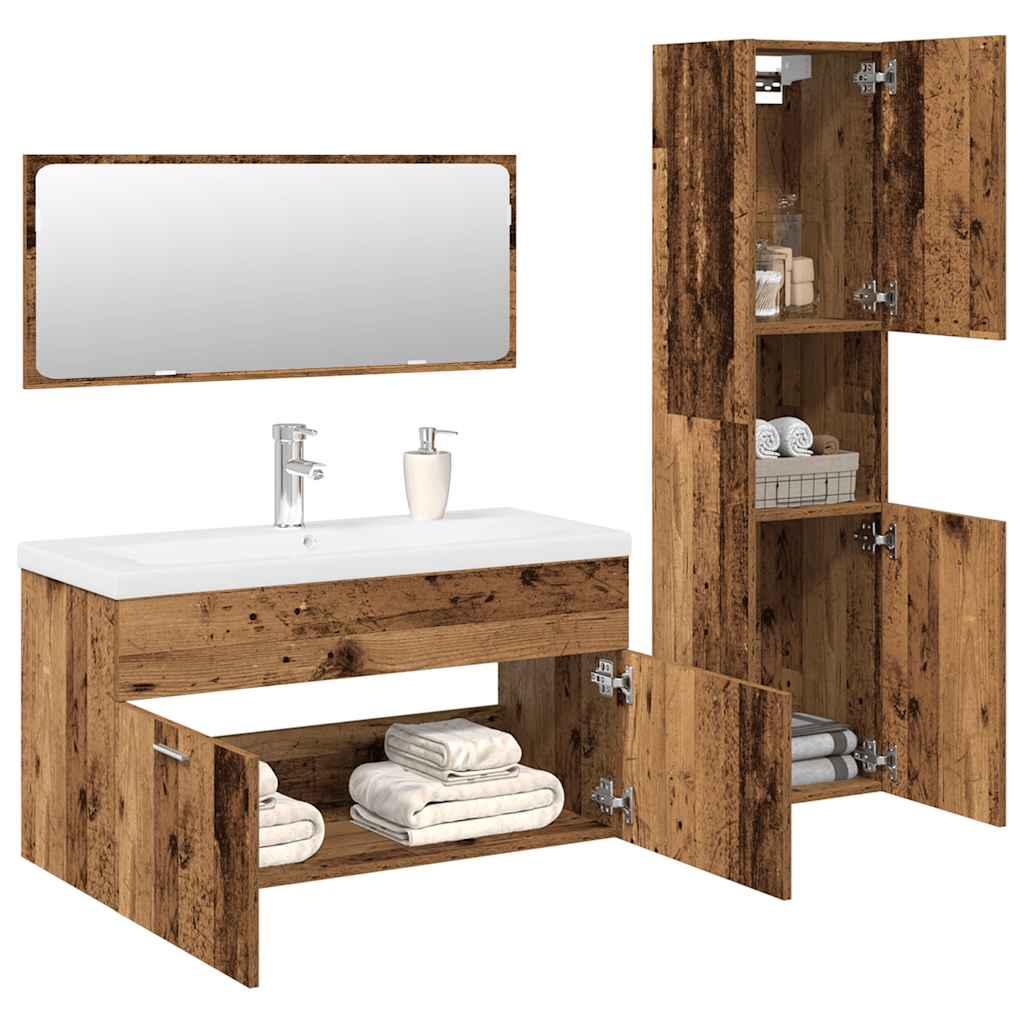 Bathroom Furniture Set 4 Pcs Engineered Wood