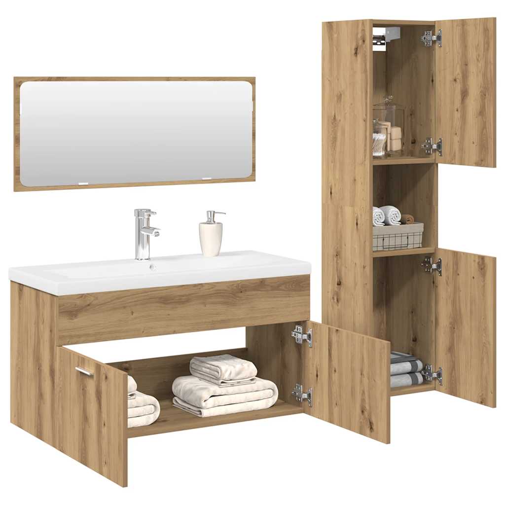 Bathroom Furniture Set 4 Pcs Engineered Wood