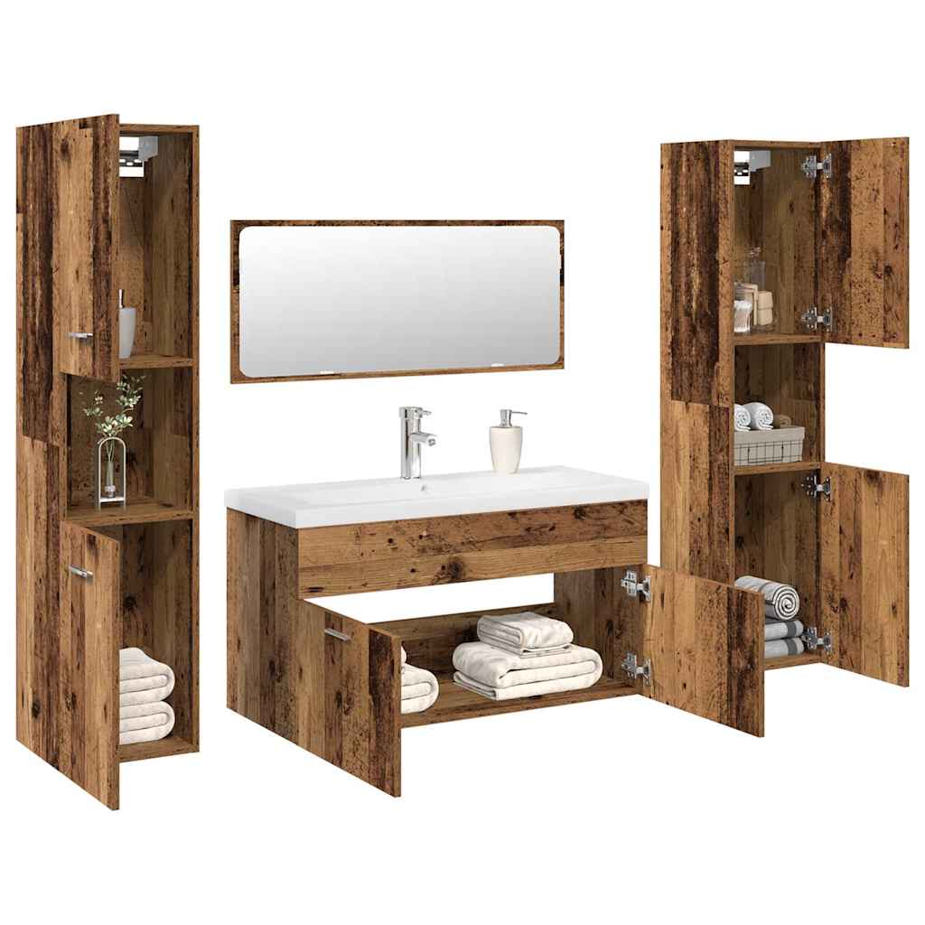 Bathroom Furniture Set 4 Pcs Engineered Wood