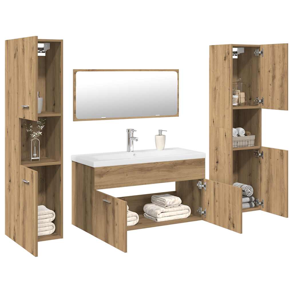 Bathroom Furniture Set 4 Pcs Engineered Wood