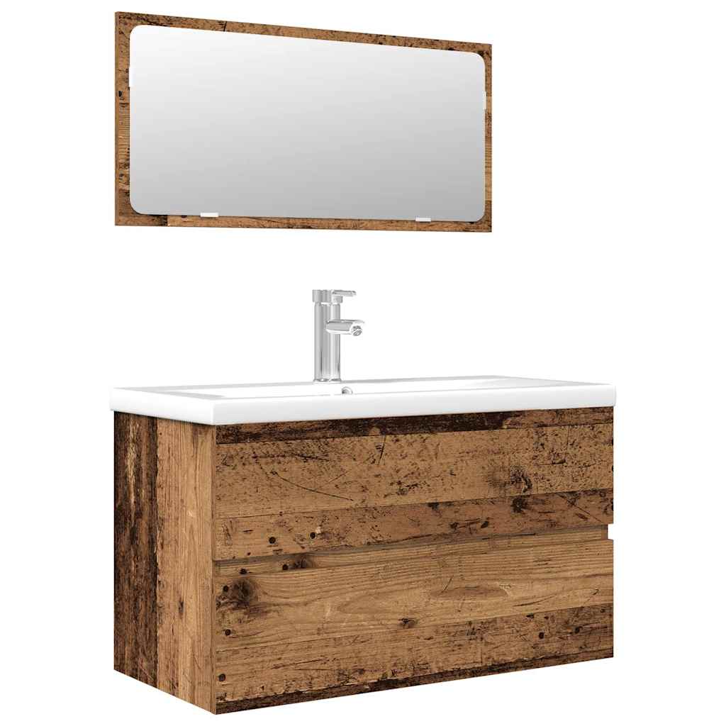 3 Piece Bathroom Furniture Set Engineered Wood