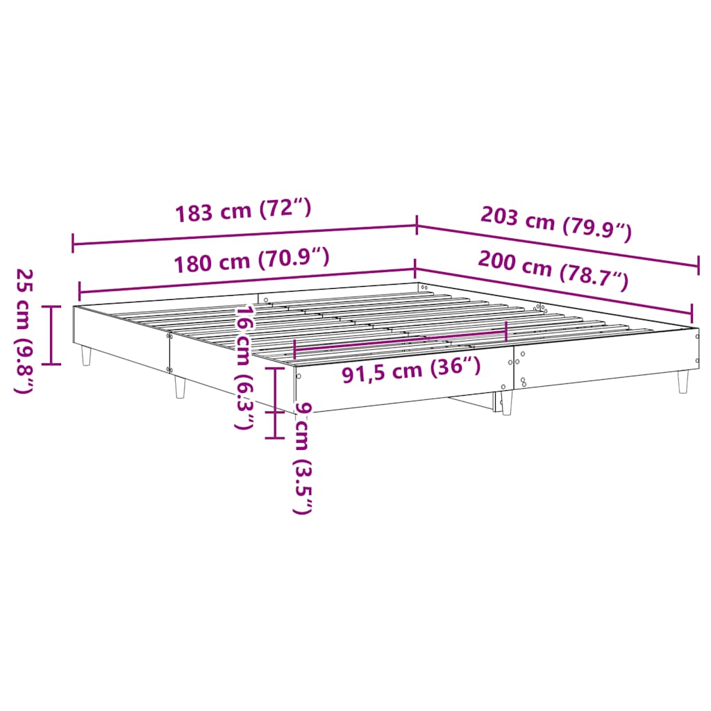 Bed Frame Without Mattress 180X200Cm Engineered Wood