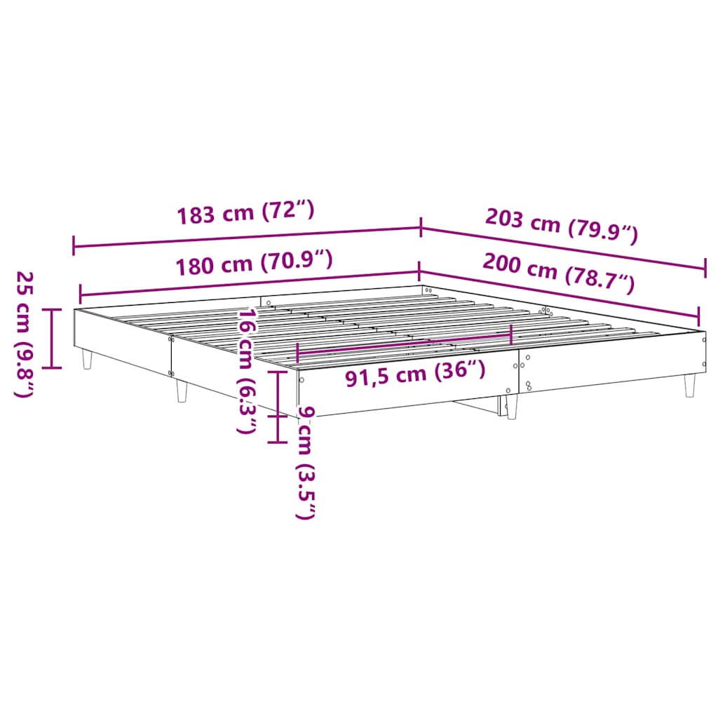 Bed Frame Engineered Wood Plywood Double