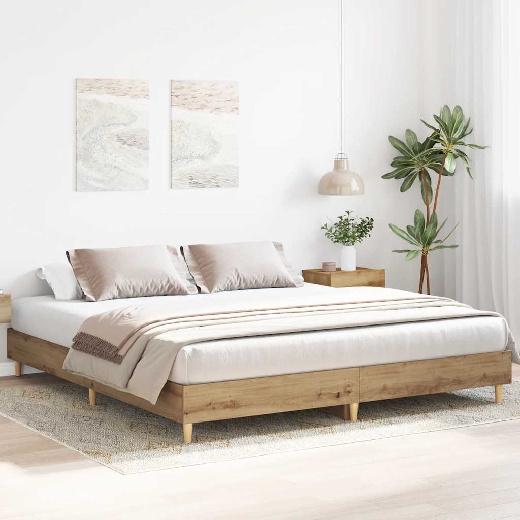 Bed Frame Without Mattress Artisan Oak 160X200Cm Engineered Wood