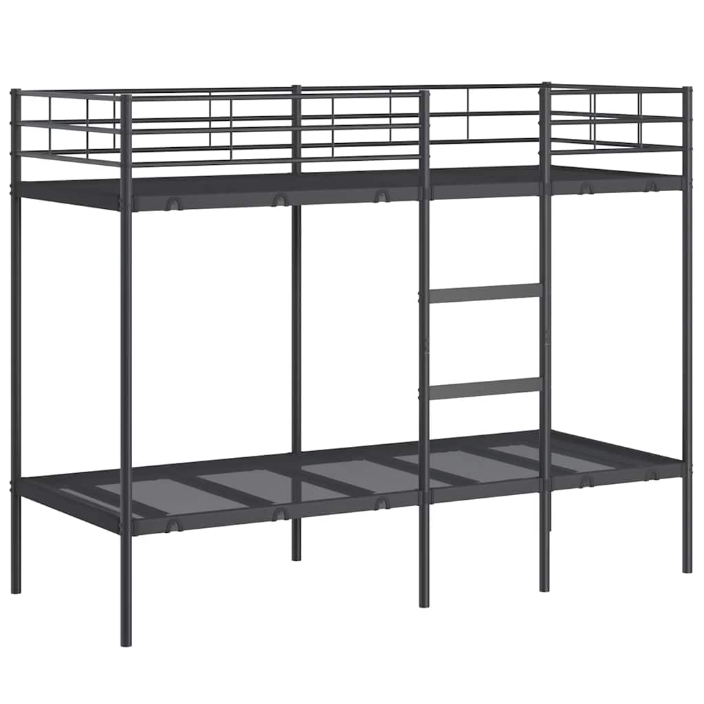 Bed Frame Bunk Without Mattress Steel Black White Mesh Fabric 90 X 200 Cm 207 Cm
