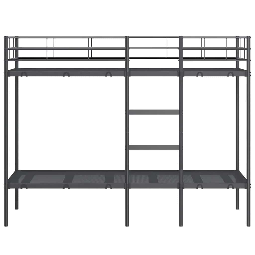 Bed Frame Bunk Without Mattress Steel Black White Mesh Fabric 90 X 200 Cm 207 Cm