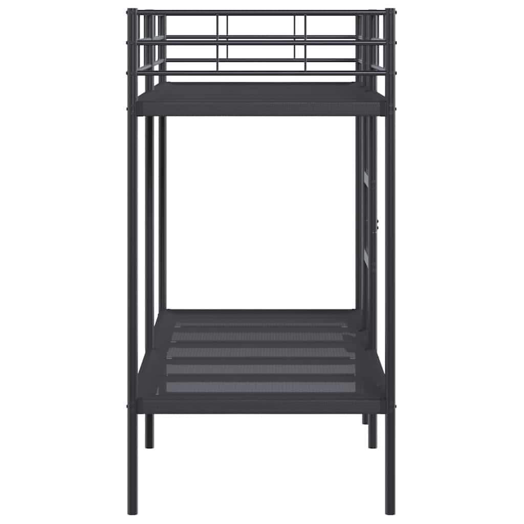 Bed Frame Bunk Without Mattress Steel Black White Mesh Fabric 90 X 200 Cm 207 Cm