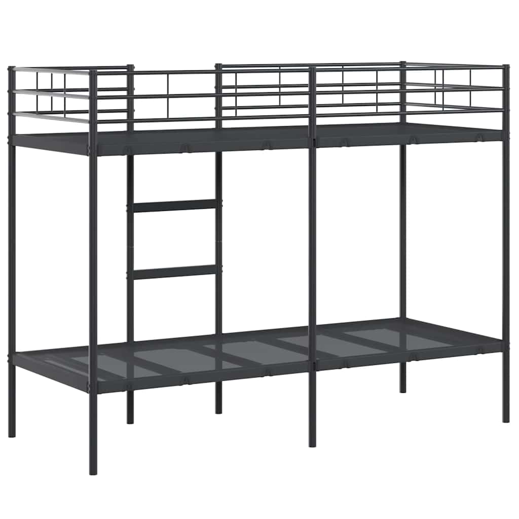 Bed Frame Bunk Without Mattress Steel Black White Mesh Fabric 90 X 200 Cm 207 Cm
