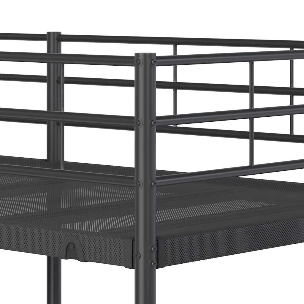 Bed Frame Bunk Without Mattress Steel black white mesh fabric 90 x 200 cm 207 cm