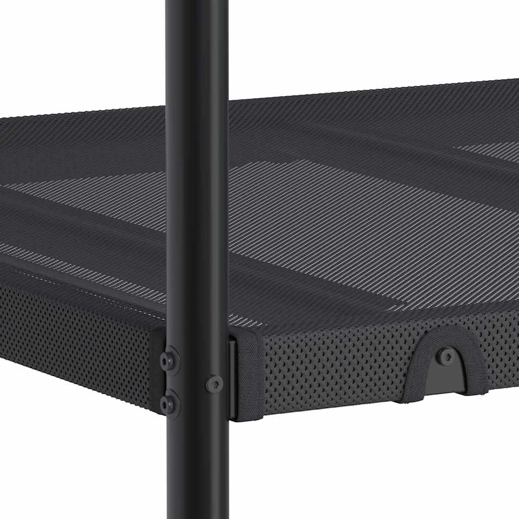 Bed Frame Bunk Without Mattress Steel Black White Mesh Fabric 90 X 200 Cm 207 Cm