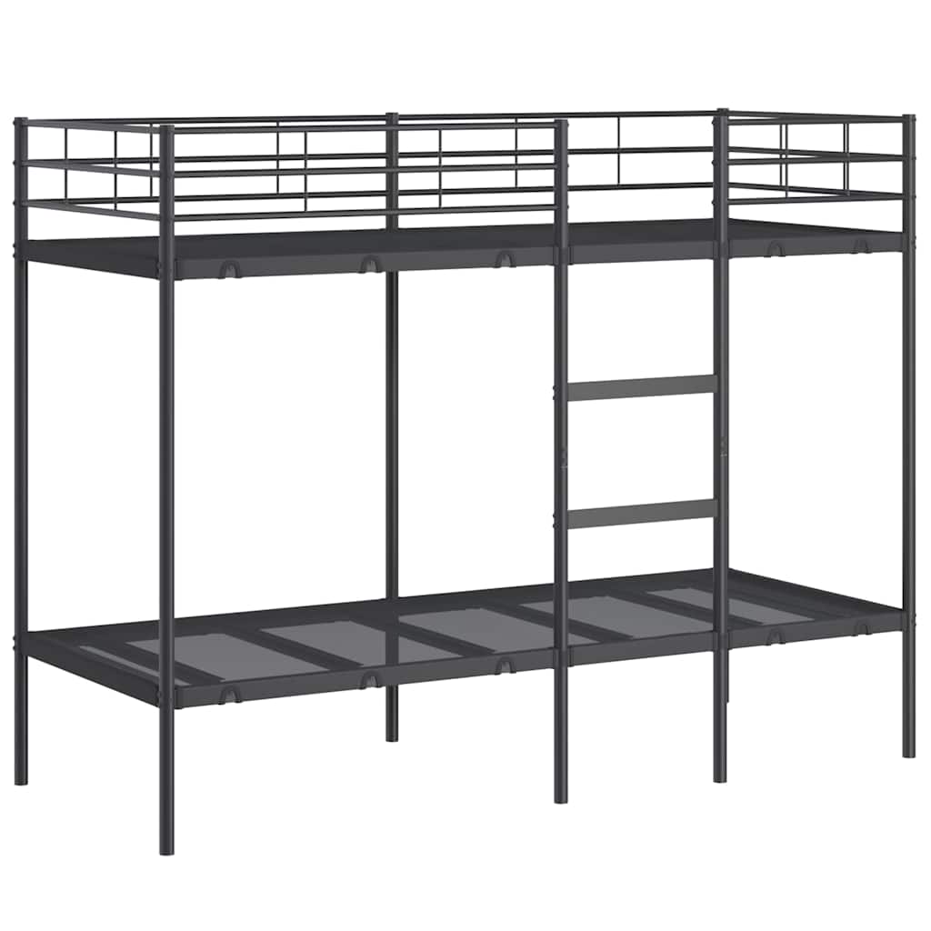 Bed Frame Bunk Without Mattress Steel black white mesh fabric 90 x 200 cm 207 cm