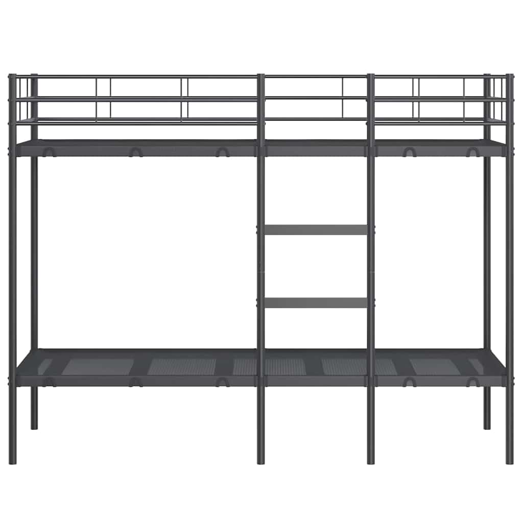 Bed Frame Bunk Without Mattress Steel black white mesh fabric 90 x 200 cm 207 cm