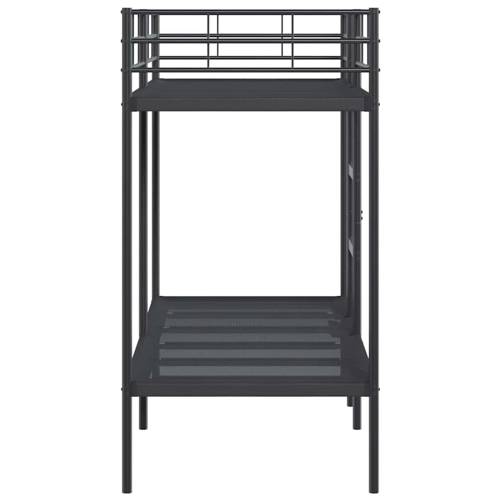 Bed Frame Bunk Without Mattress Steel Black White Mesh Fabric 90 X 200 Cm 207 Cm