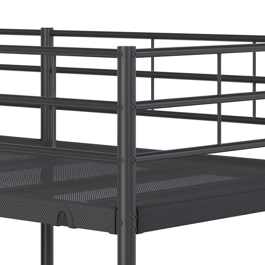 Bed Frame Bunk Without Mattress Steel Black White Mesh Fabric 90 X 200 Cm 207 Cm
