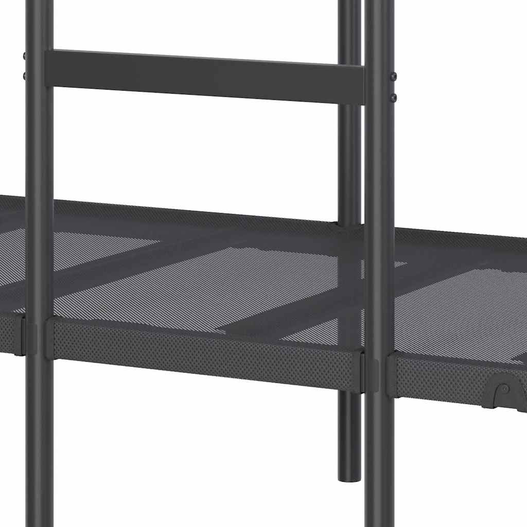 Bed Frame Bunk Without Mattress Steel Black White Mesh Fabric 90 X 200 Cm 207 Cm