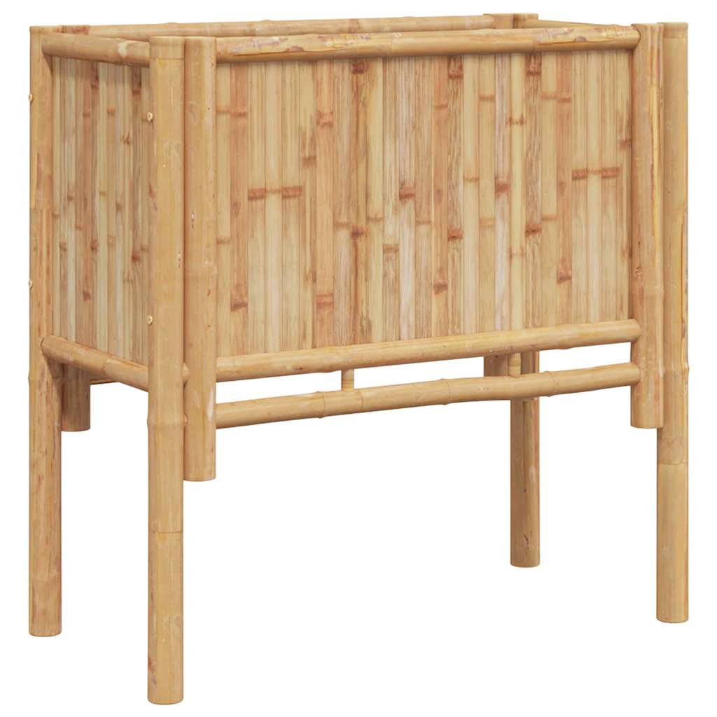 Planter Bamboo Raised Garden Box Outdoor Flower Vegetable Bed Brown 110 cm 90 cm