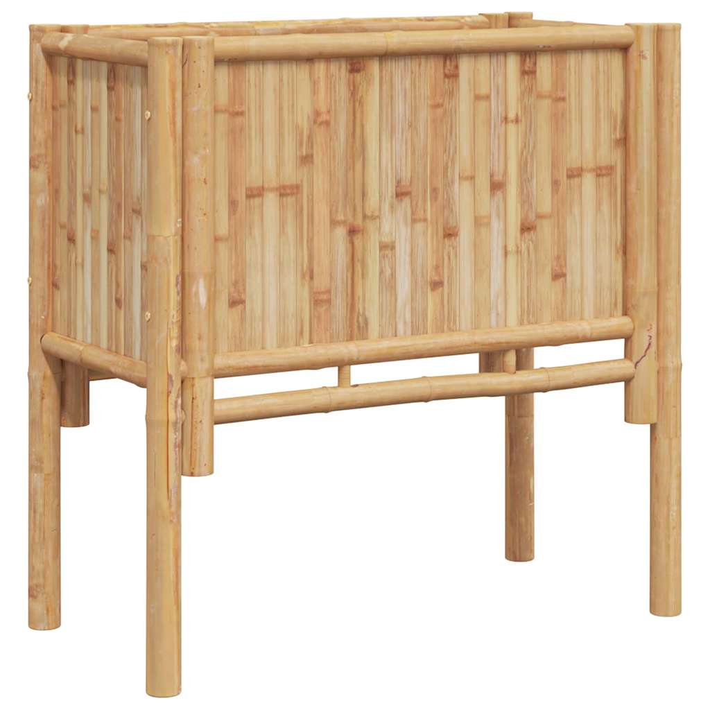 Planter Bamboo Raised Garden Box Outdoor Flower Vegetable Bed Brown 110 cm 90 cm