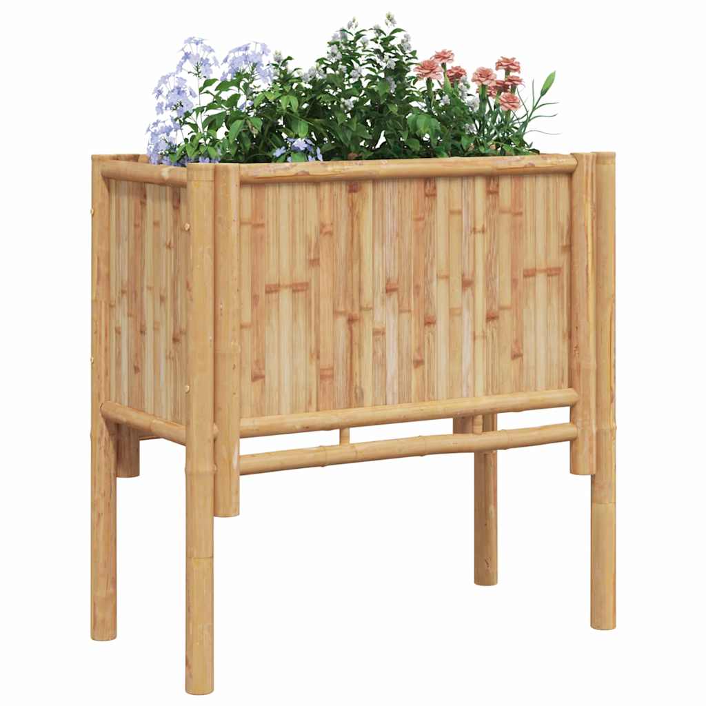 Planter Bamboo Raised Garden Box Outdoor Flower Vegetable Bed Brown 110 cm 90 cm