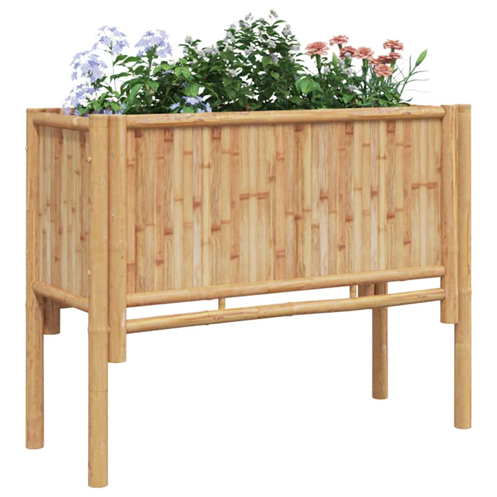 Planter Bamboo Raised Garden Box Outdoor Flower Vegetable Bed Brown 110 cm 90 cm