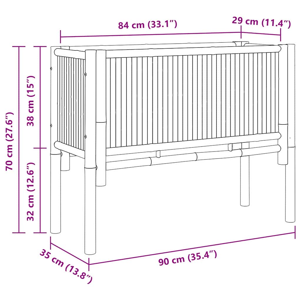 Raised Bed Brown 90 X 35 X 70 Cm Bamboo
