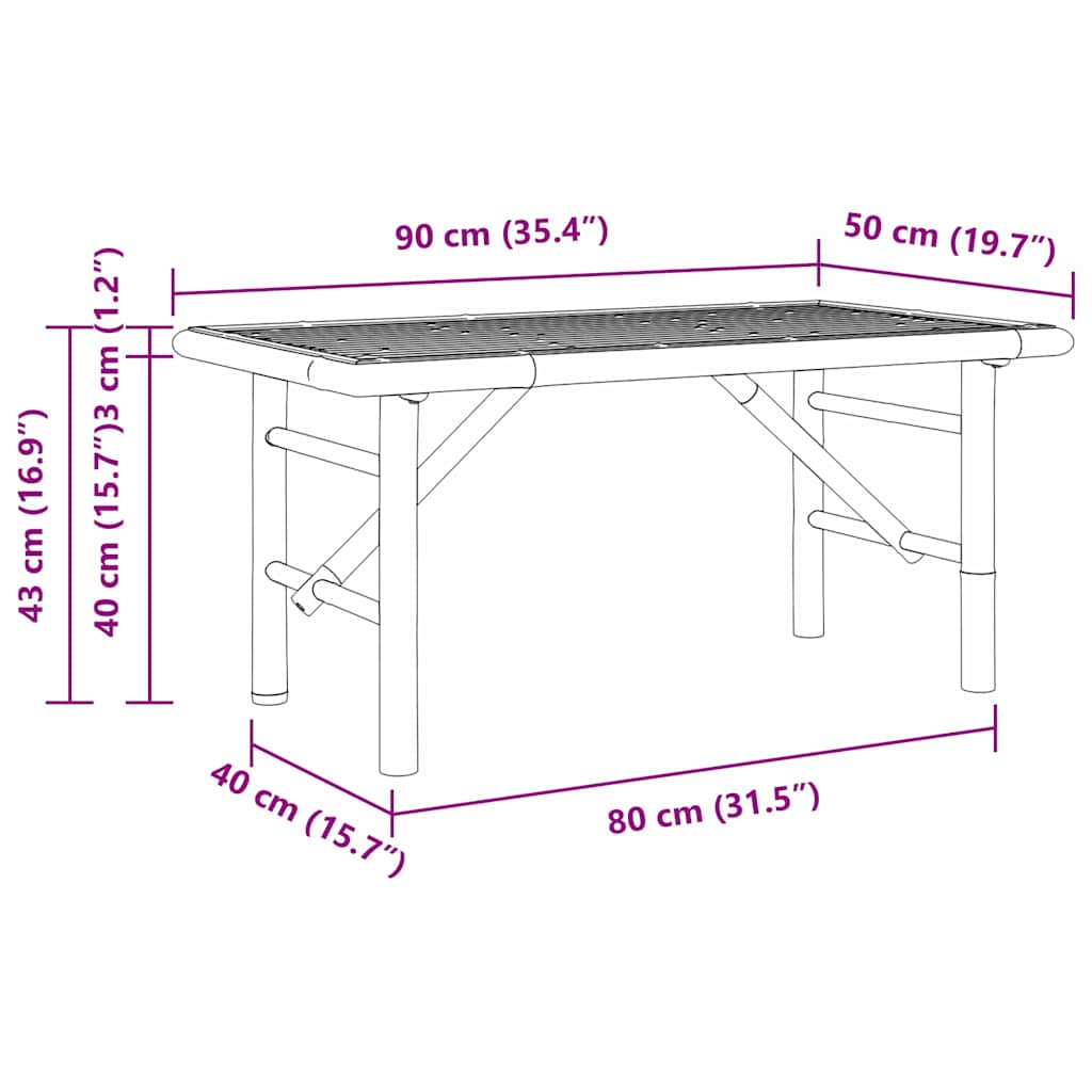 Coffee Table Brown Bamboo