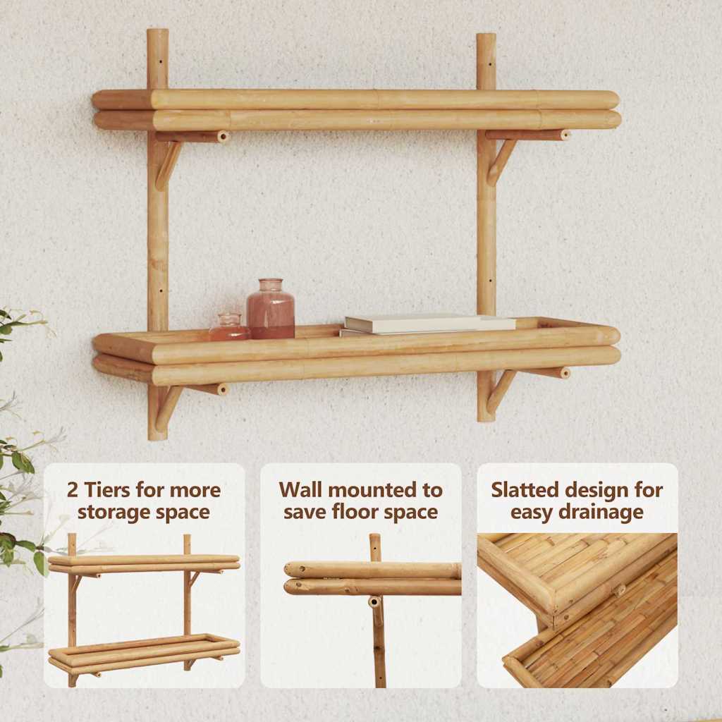 Wall Shelf With Shelf Wall-Mounted Brown 75 X 26 X 60 Cm Bamboo