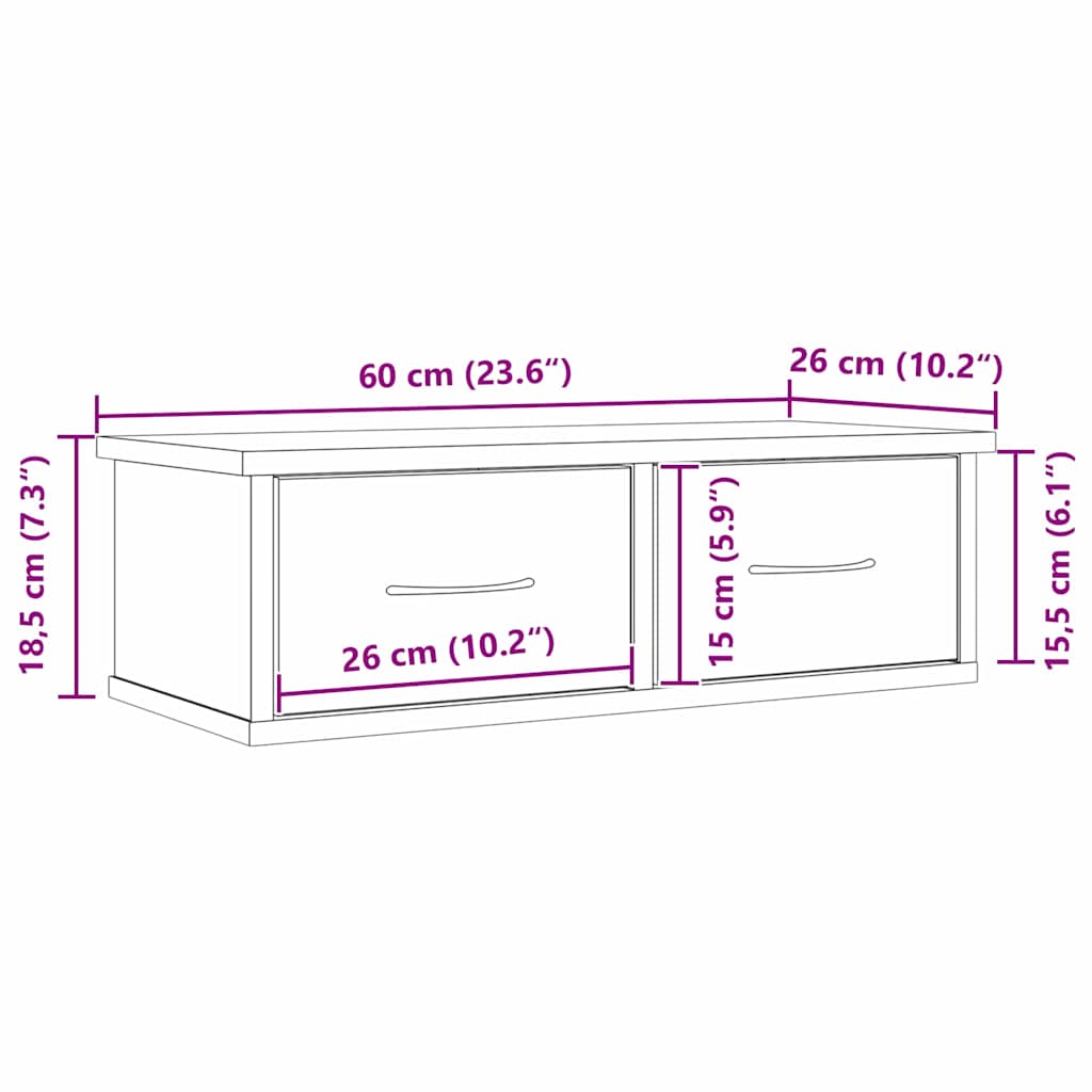Wall Cabinet 60 X 26 X 18.5 Cm Engineered Wood