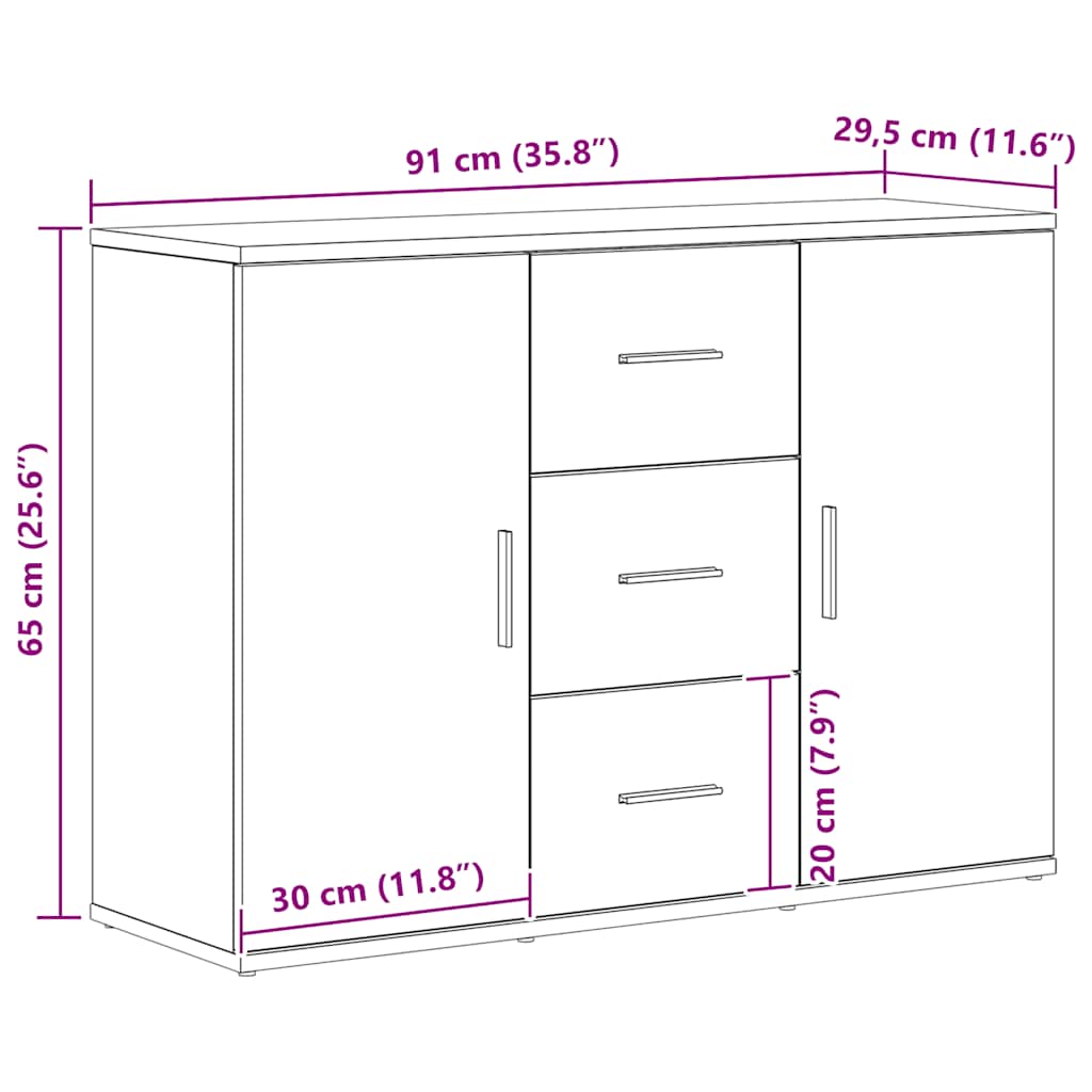 Sideboard 91X29.5X65 Cm Engineered Wood