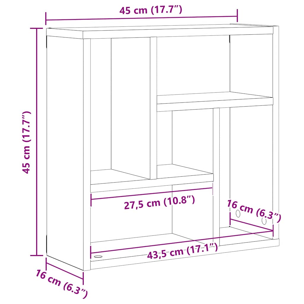 Wall Shelf 45X16X45 Cm Engineered Wood
