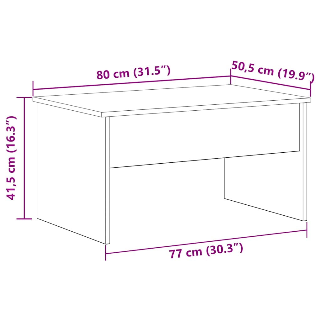 Coffee Table Black Oak 80 X 50.5 X 41.5 Cm Engineered Wood