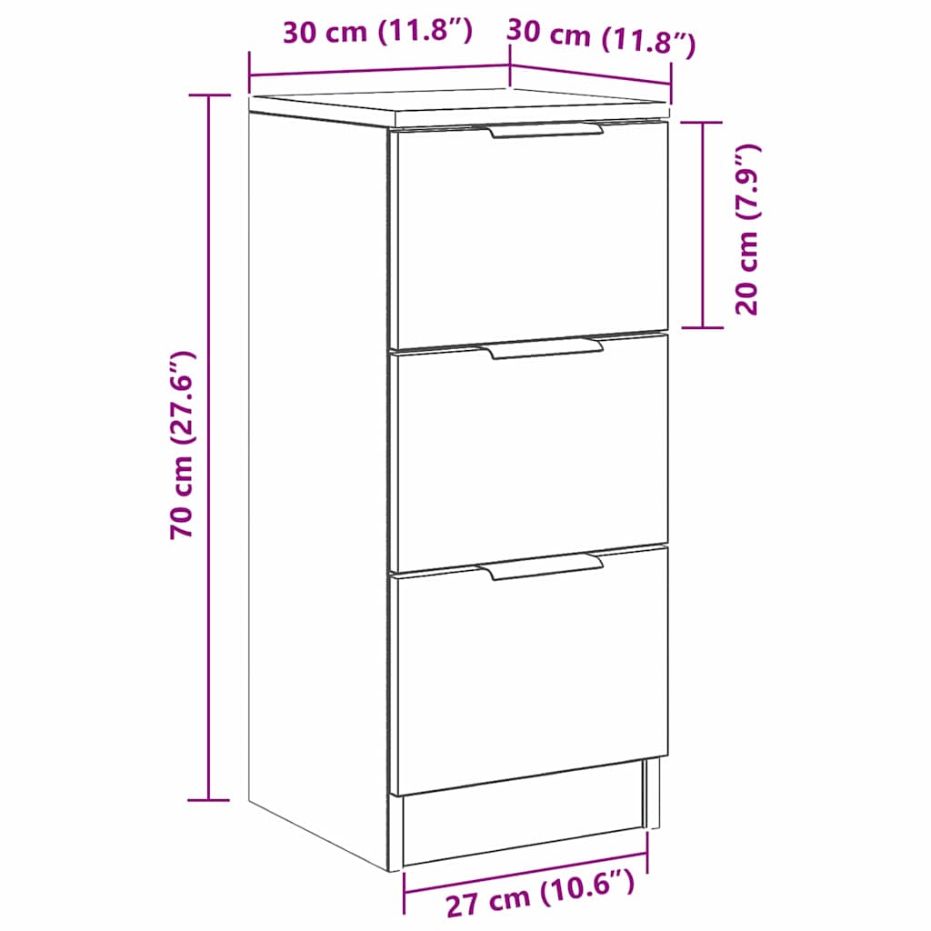 Sideboard With Drawer 30 X 30 X 70 Cm Engineered Wood