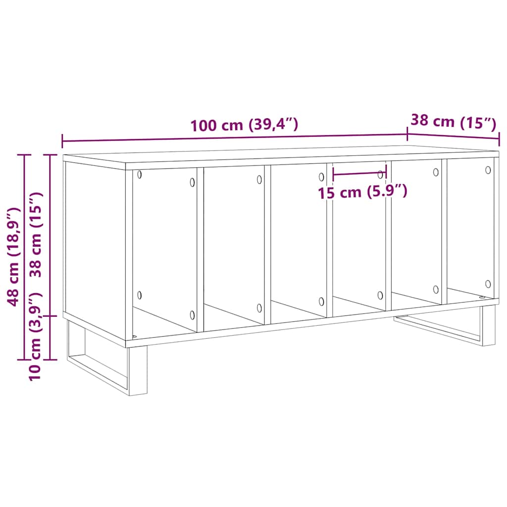 Record Cabinet 100 X 38 X 48 Cm Engineered Wood