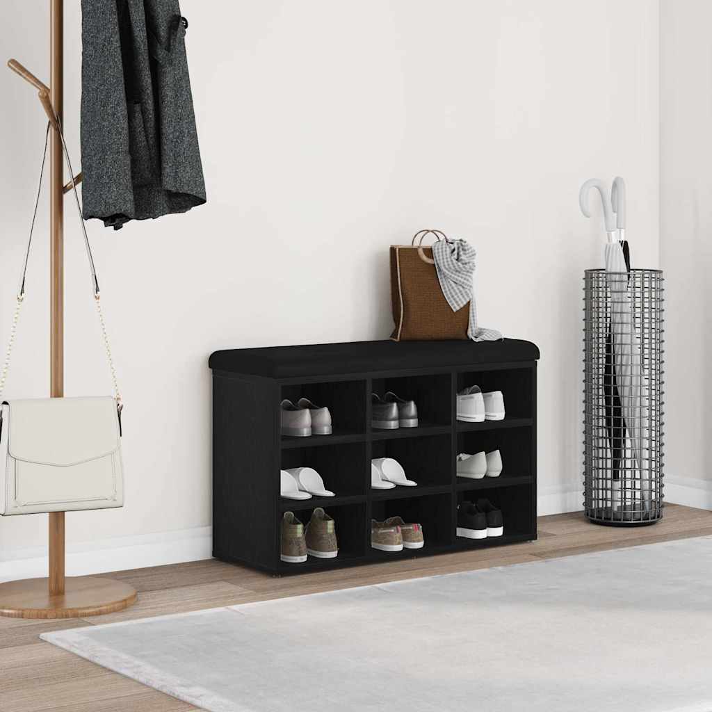 Shoe Bench With Shelf Black 82 X 32 X 50 Cm Engineered Wood