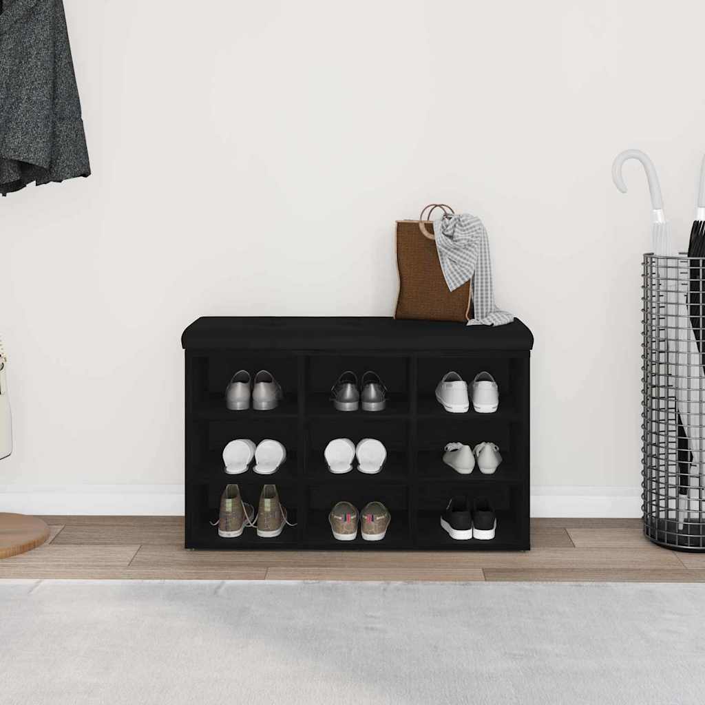 Shoe Bench With Shelf Black 82 X 32 X 50 Cm Engineered Wood