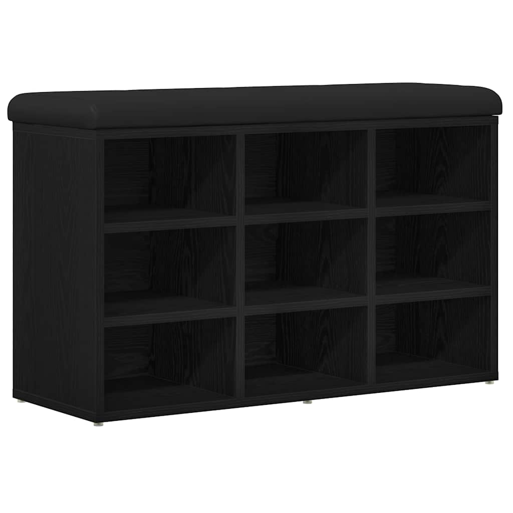 Shoe Bench With Shelf Black 82 X 32 X 50 Cm Engineered Wood